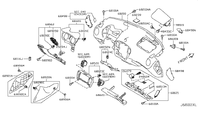 2015 Nissan Juke Instrument Panel,Pad & Cluster Lid Diagram 5