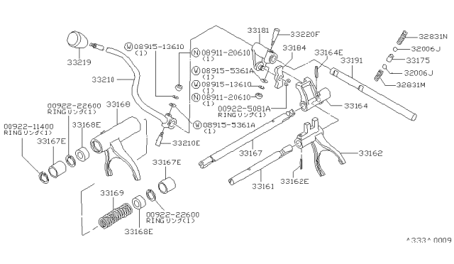 1984 Nissan 720 Pickup Lever Cont Tran Diagram for 33203-50W00