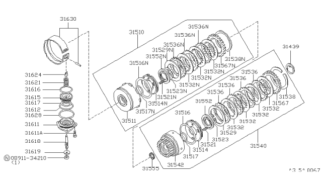 1982 Nissan 720 Pickup Clutch Assy Diagram for 31540-X8580
