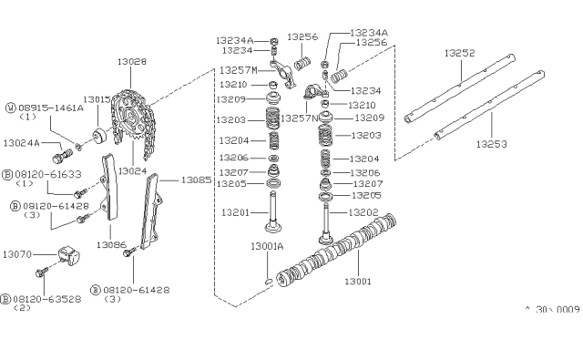 1983 Nissan 720 Pickup Guide Chain Diagram for 13085-10W00