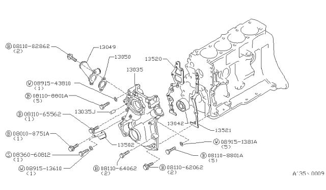1983 Nissan 720 Pickup Cover Front Diagram for 13501-10W00
