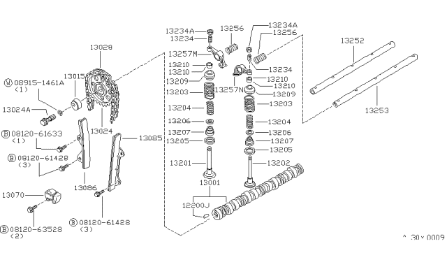 1985 Nissan 720 Pickup Camshaft & Valve Mechanism Diagram 4