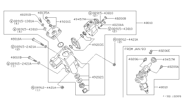 1986 Nissan 720 Pickup Manual Steering Gear Diagram 2