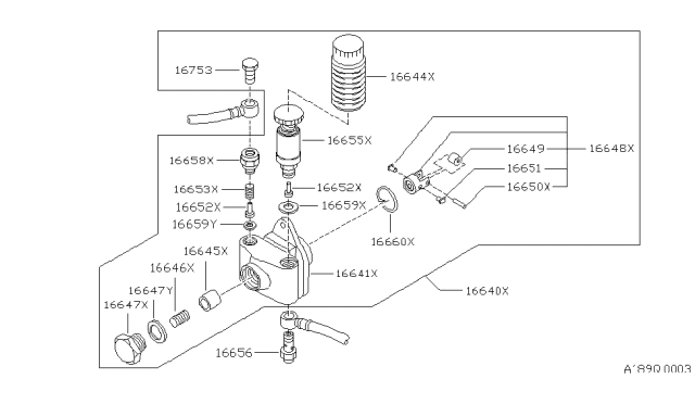 1986 Nissan 720 Pickup Pump Cover Diagram for 16644-90000