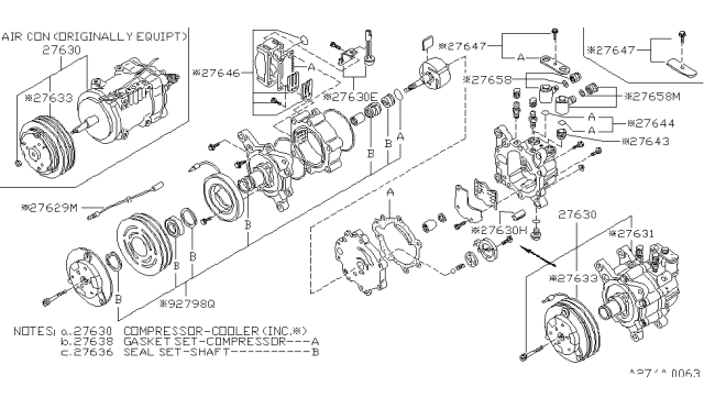 1982 Nissan 720 Pickup Clutch-Compressor Diagram for 92660-11S00
