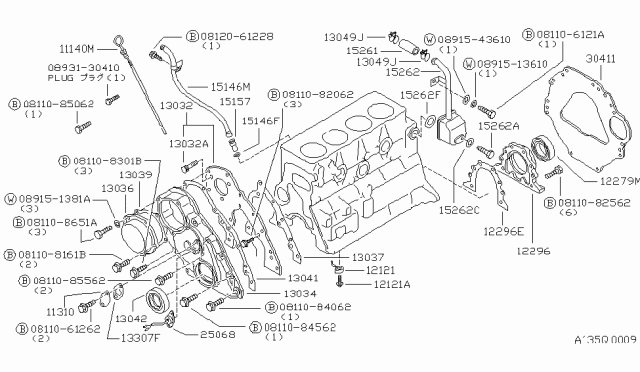 1982 Nissan 720 Pickup Cover Timing Gear Diagram for 13036-Y5201