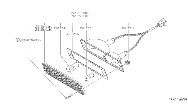 1983 Nissan 720 Pickup Lens-Front-Combination-LH Diagram for 26126-01W00