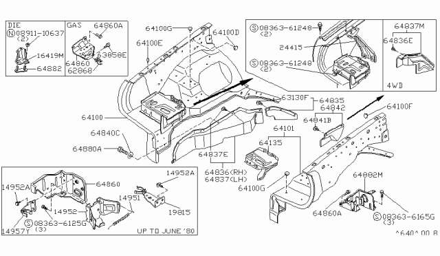 1980 Nissan 720 Pickup Screen LH Diagram for 64811-01W01