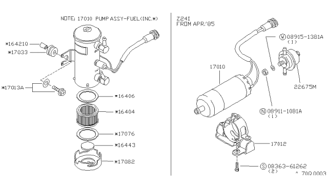 1986 Nissan 720 Pickup Filter-Pump Diagram for 16404-28500