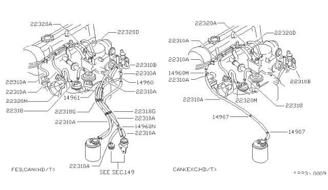 1986 Nissan 720 Pickup Engine Control Vacuum Piping Diagram 5