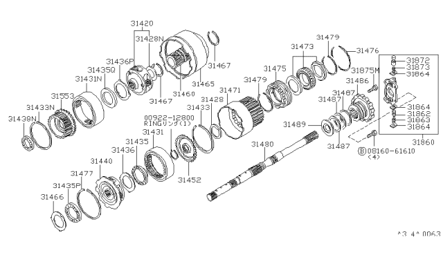 1983 Nissan 720 Pickup Shaft-Output Diagram for 31480-X8603