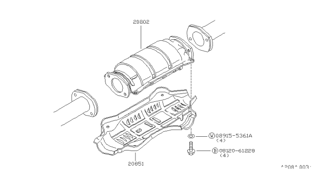 1985 Nissan 720 Pickup Three Way Catalytic Converter Diagram for 20802-40W26