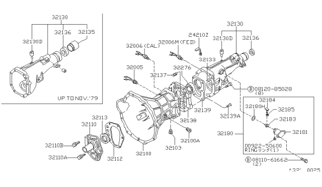 1982 Nissan 720 Pickup Top Switch Assembly Diagram for 32006-K2402