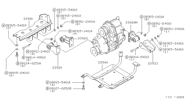 1983 Nissan 720 Pickup Protect Trans Diagram for 33940-50W01