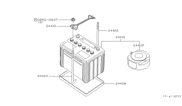 1985 Nissan 720 Pickup Tray-Battery Diagram for 24428-C8200