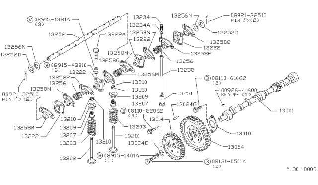 1986 Nissan 720 Pickup Camshaft & Valve Mechanism Diagram 2