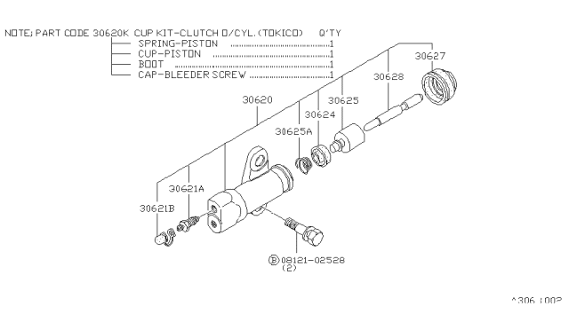 1980 Nissan 720 Pickup Clutch Operating Cylinder Diagram 2