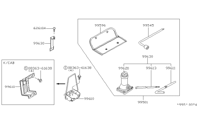 1985 Nissan 720 Pickup Belt Assembly-Tool Diagram for 99710-01W00