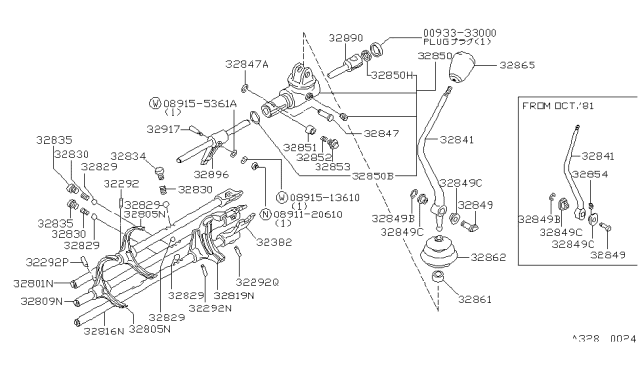 1981 Nissan 720 Pickup Lever Control Diagram for 32841-B7920