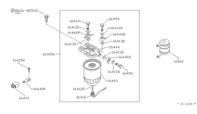 1985 Nissan 720 Pickup Fuel STRAINER Diagram for 16400-34W01