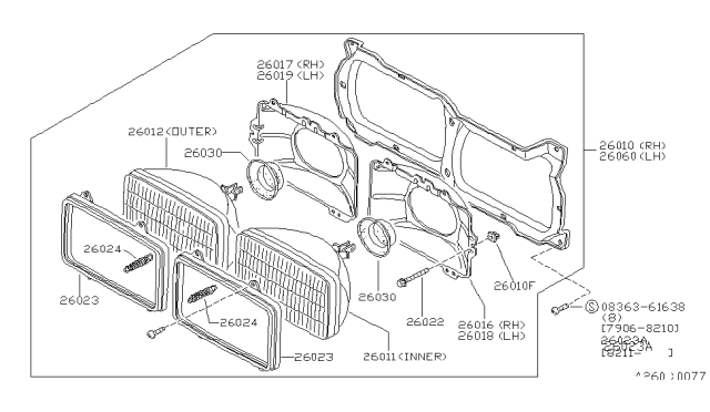 1983 Nissan 720 Pickup Headlamp Assembly-Driver Side Diagram for 26060-14W00