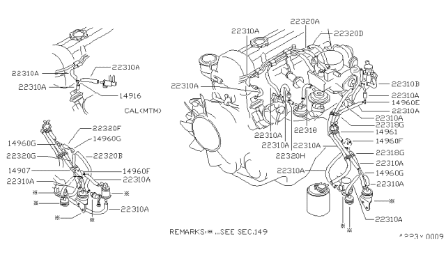 1983 Nissan 720 Pickup Engine Control Vacuum Piping Diagram 3