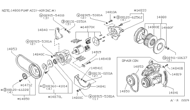 1980 Nissan 720 Pickup Air-PUMPW/PULLE Diagram for 14800-04W00