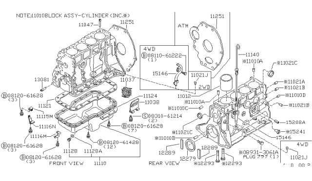 1981 Nissan 720 Pickup Pan-Assembly Oil Diagram for 11110-46W01