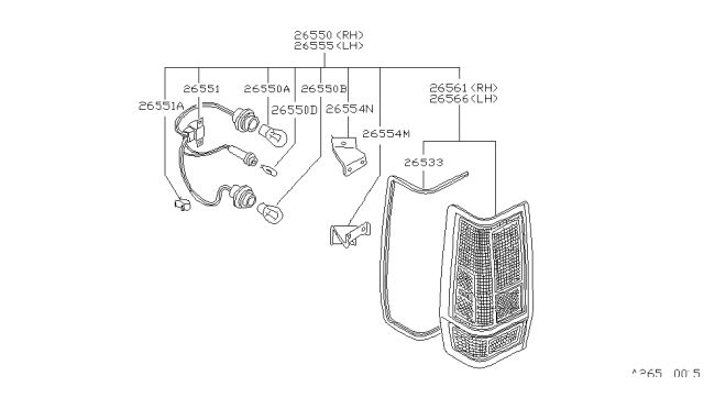 1985 Nissan 720 Pickup Clip-Harness Diagram for 26220-80W00