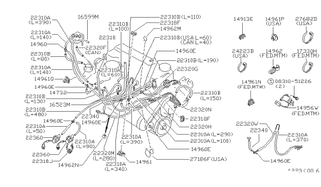 1984 Nissan 720 Pickup Hose VACUM Cont Diagram for 22320-10W07