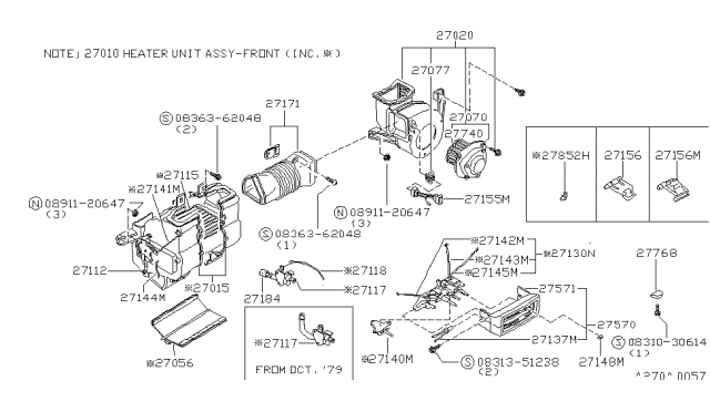 1983 Nissan 720 Pickup Resistor Heater Diagram for 27150-03W20