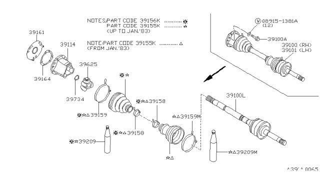 1983 Nissan 720 Pickup Band-Boot Diagram for 39242-41W00