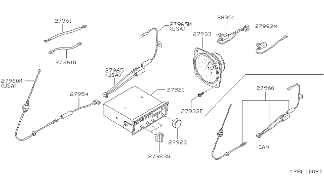 1985 Nissan 720 Pickup Antenna Diagram for 28200-65W00
