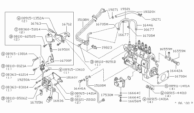 1981 Nissan 720 Pickup Pipe Diagram for 16884-36W00