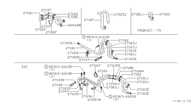 1982 Nissan 720 Pickup Hose Heater Front Diagram for 92410-31W00