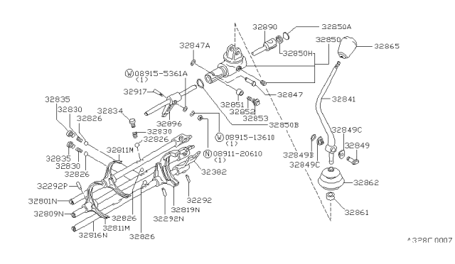 1984 Nissan 720 Pickup Lever-Control Diagram for 32840-80W00