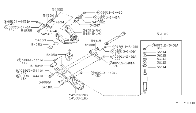 1985 Nissan 720 Pickup Hd Front Shock Diagram for 56110-S3586
