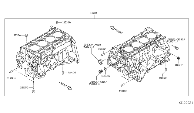 2008 Nissan Sentra Cylinder Block & Oil Pan Diagram 3