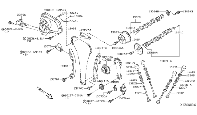 2009 Nissan Sentra SPROCKET-CAMSHAFT Intake Diagram for 13025-JA01A
