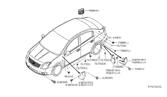 2008 Nissan Sentra Body Side Fitting Diagram 2