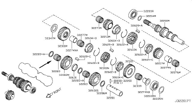 2010 Nissan Sentra Bearing Needle Input Gear 6TH Diagram for 32339-00QAB
