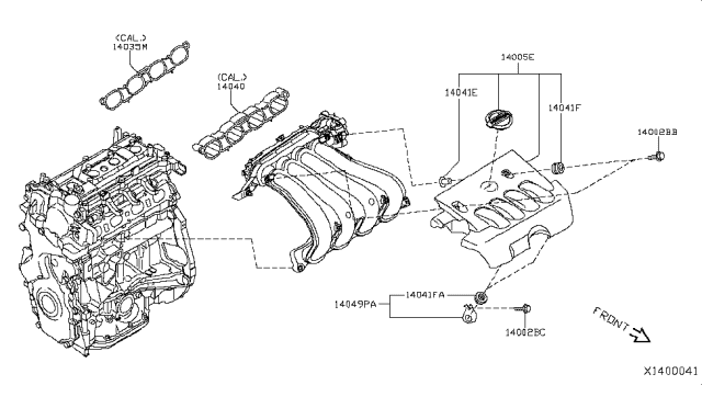 2012 Nissan Sentra Gasket-Manifold To Cylinder Head Diagram for 14035-ZJ60A
