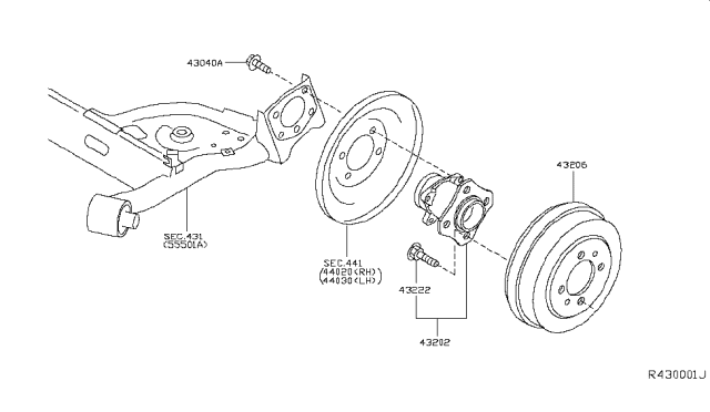 2008 Nissan Sentra Drum-Brake Diagram for 43206-ET00A