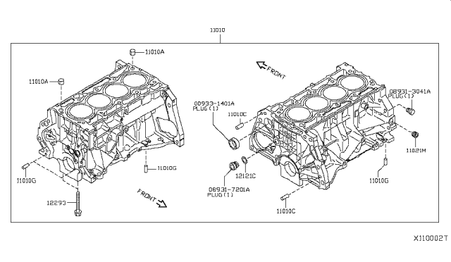 2011 Nissan Sentra Cylinder Block & Oil Pan Diagram 2
