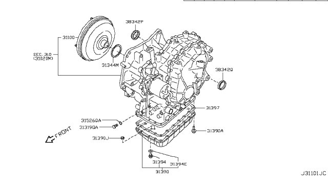 2010 Nissan Sentra Converter Assembly-Torque Diagram for 31100-1XF01