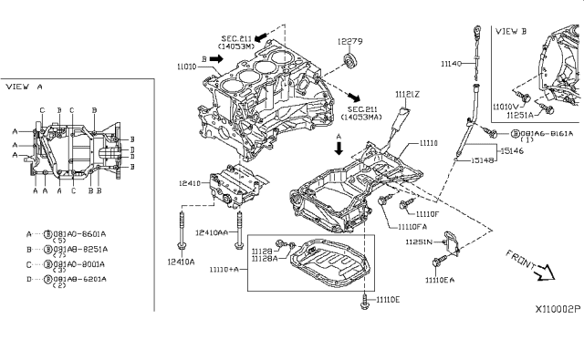 2011 Nissan Sentra Block Assy-Cylinder Diagram for 11000-ET82A