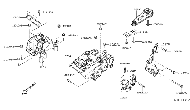 2010 Nissan Sentra Bracket-Pull Down,LH Diagram for 11367-ET000