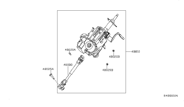 2009 Nissan Sentra Joint-Steering Lower Diagram for 48080-ET00A