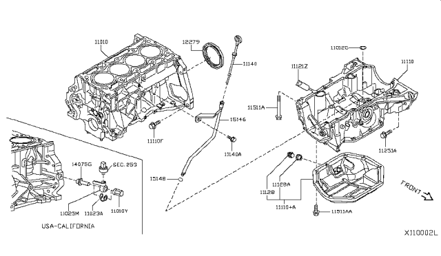 2009 Nissan Sentra Cylinder Block & Oil Pan Diagram 11