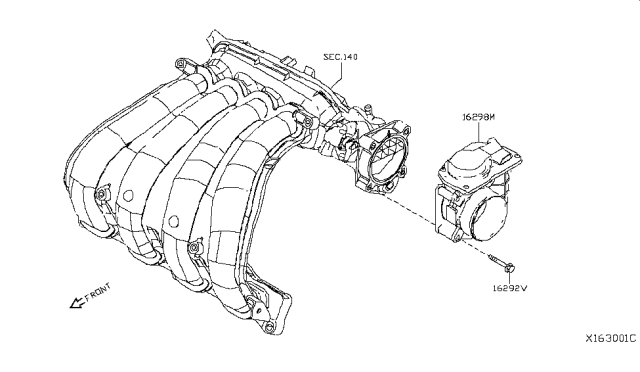 2012 Nissan Sentra Throttle Chamber Assembly Diagram for 16119-ET00A